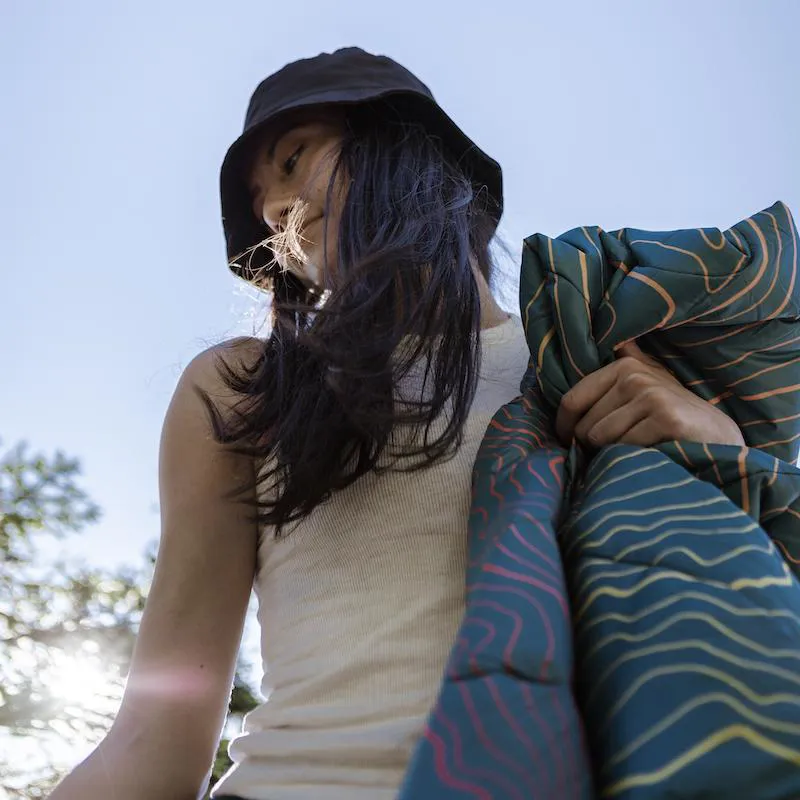 Rumpl Printed Original Puffy Blanket Mount Rainier Teal Warm Fade-8